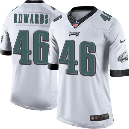 Men's Limited Herman Edwards Nike Jersey White Road - #46 NFL Philadelphia Eagles